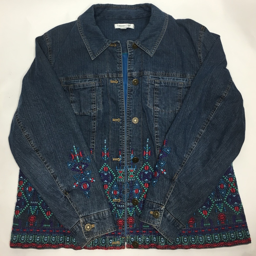 Vintage / Boho Embroidered Denim Jean Jacket 1X